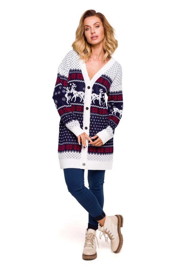 Świąteczny kardigan z motywem reniferów