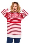 czerwony sweter damski z golfem na wigilię.jpg