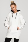 modna bluza damska ecru typu kangurka z lampasami na rękawach do sportowej stylizacji.jpg