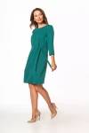 sukienka w odcieniu szmaragdu midi do kolan z prostym rękawem z krytym zamkiem.webp