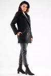 wygodny dwurzędowy płaszcz damski czarny z podszewką krótki na co dzień na sezon wiosenno-zimowy.webp