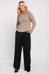 stylowy sweter damski w kolorze mocca ze ściągaczem w stylu casual na wiosnę i jesień.jpg