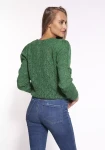 modny sweterek damski zielony z guzikami z dekoltem V na jesień do codziennych stylizacji.webp