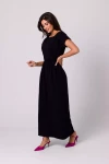 czarna sukienka maxi z wygodną gumką w talii.webp