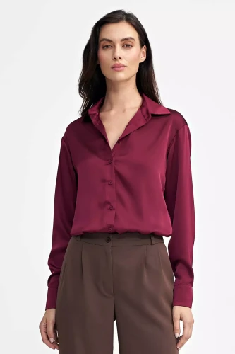 bordowa koszula satynowa damska.webp