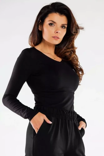 gładka bluzka damska z długim rękawem.webp