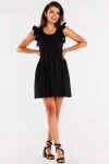 czarna sukienka mini z falbankami na ramiączkach.webp
