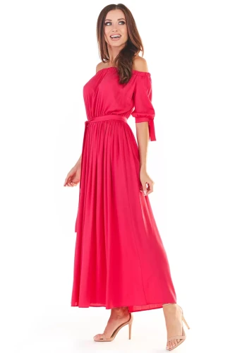 sukienka maxi z dekoltem bez ramion