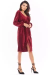 bordowa sukienka z weluru
