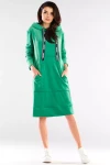 sukienka oversize zielona z kapturem