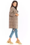 brązowy płaszcz w kratę z zamkiem