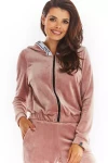 bluza welurowa bordowa z kapturem