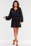 czarna cekinowa sukienka mini