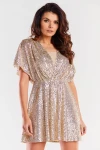 rozkloszowana sukienka z cekinami