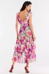 sukienka w różany print z falbankami