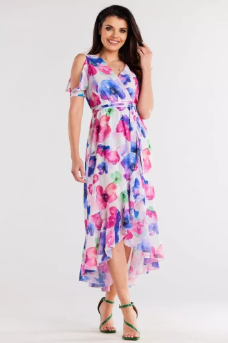 sukienka w kwiatowy wzór z szyfonu