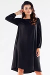 trapezowa sukienka do kolan czarna