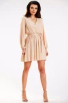 beżowa sukienka mini z gumką