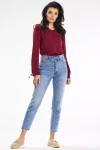 bluzka bordo damska z delikatnymi rękawami