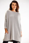 elegancka i luźna szara sukienka sweterkowa.webp