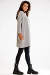 szara sukienka casual z miękkim swetrem o kroju nietoperza.webp