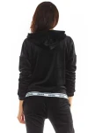 welurowa bluza hoodie damska czarna oversize z długim rękawem.webp