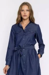 Elegancka sukienka midi zapinana na napy granat.webp