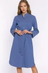 Elegancka sukienka midi z rękawem niebieska.webp