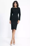 Elegancka sukienka ołówkowa z długim rękawem. czarna.webp