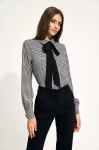 Elegancka koszula damska z kokardą przy szyi.webp