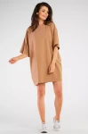 Luźna sukienka casual o prostym kroju beż.webp