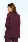 Damska marynarka o minimalistycznym bez guzików bordo.webp