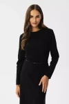 Elegancka sukienka midi z paskiem na pogrzeb i uroczystości formalne.webp