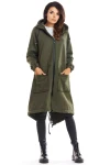 długa damska bluza khaki z kapturem na jesień.jpg