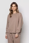 Bluza damska z długim rękawem i elastycznymi ściągaczami latte.webp
