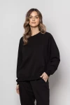Bluza damska z szerokim ściągaczem u dołu i przy mankietach czarny.webp