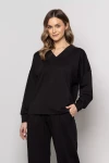 Minimalistyczna bluza damska o luźnym fasonie czarny.webp