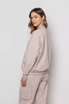 Luźna bluza damska z kołnierzykiem typu bomber beż.webp