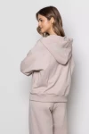 Luźna bluza damska rozpinana z kapturem beż.webp